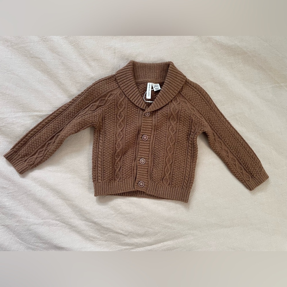 Brown Cable Knit Cardigan